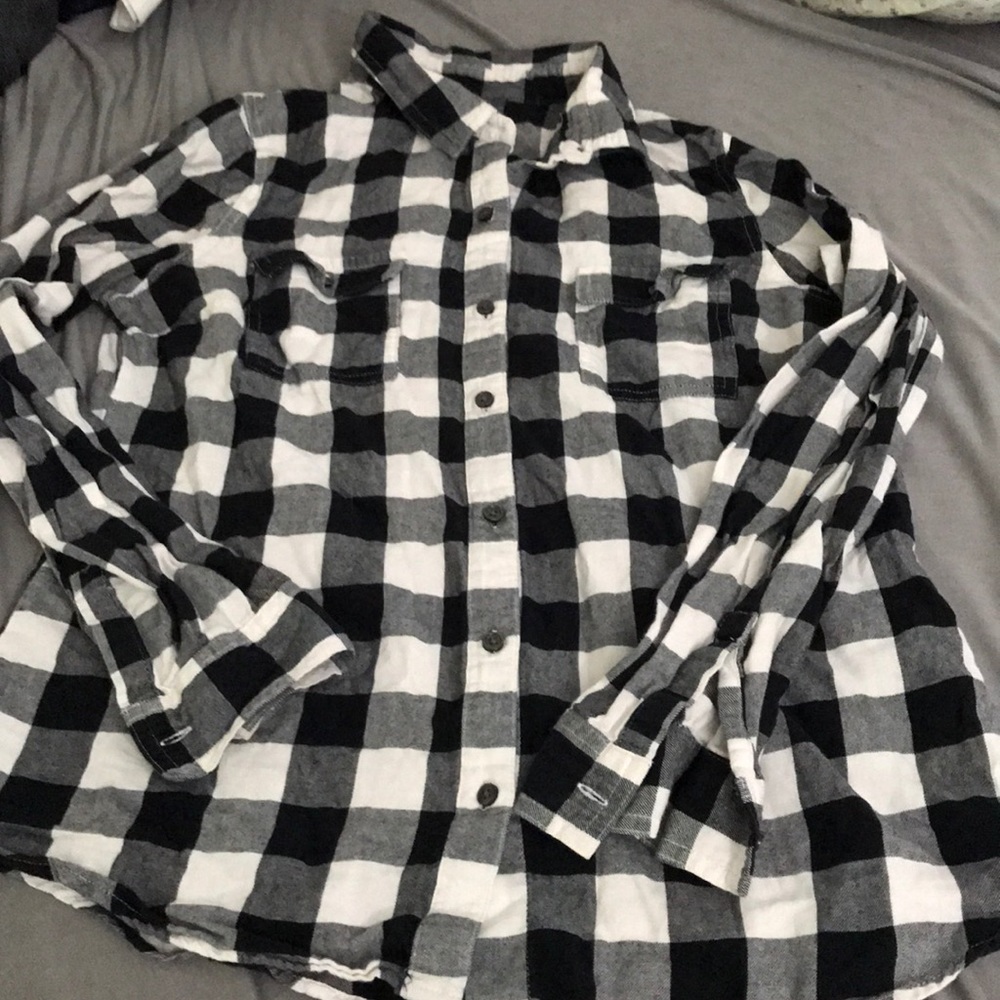 Black & white buffalo plaid flannel